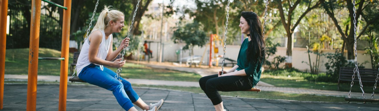 talking swings wide shot 
