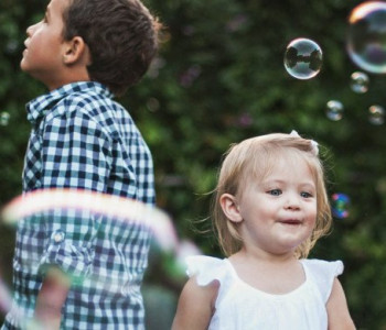 Children with bubbles