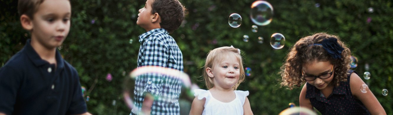 Children with bubbles