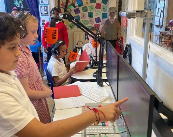 Pupils put their newly learnt skills in to action, broadcasting across the school