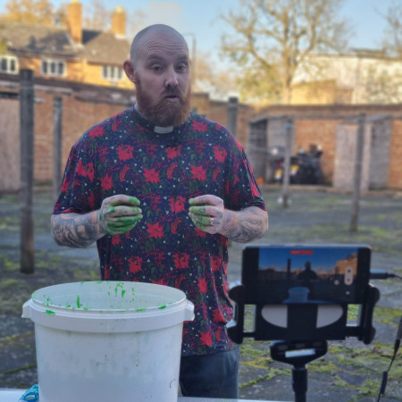 Revd Alan Moss filming 