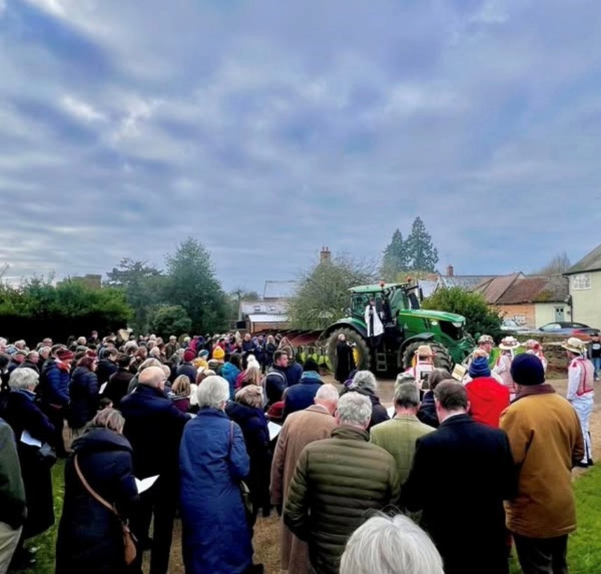 The Rev'd Canon Janet Nicholls blesses the plough from a tractor (photo Jon Wagstaff Photography) 