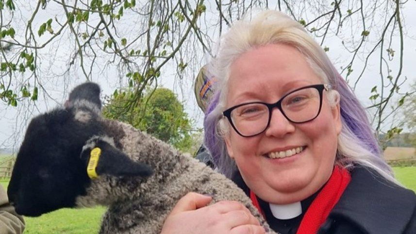 The Rev'd Sarah Moss led the Theydon Parishes annual Lambing Service on Palm Sunday