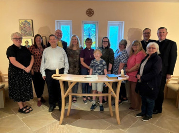 The Rev Becs Challis pictured at her licensing with Bishop Guli, members of the Mission and Ministry Team and Archdeacon Chris Burke