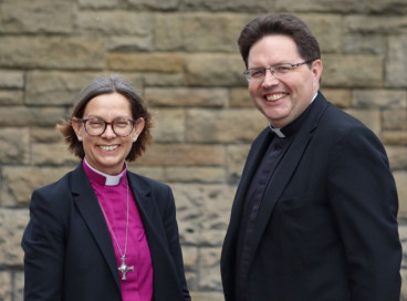 Lee Batson with the Bishop of Newcastle