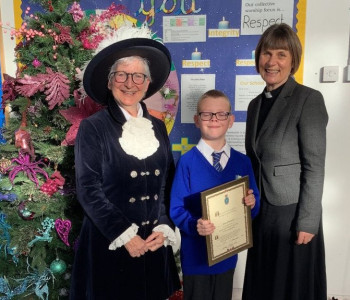 James Matthews pictured with the High Sheriff of Essex, Julie Fosh and Diocesan Rural Adviser, the Revd Canon Janet Nicholls.